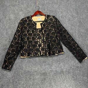 Andretta Donatello Womens Small Jacket and Bustier Black Sequin Lace Long Sleeve